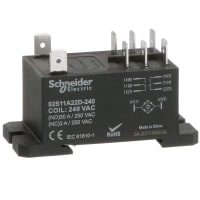 Schneider Electric/Legacy Relays Relay, E-Mech, Power, DPDT, Ctrl-V 240AC, 30A-NO, 3A-NC, 300V, Panel Mnt, QC Term