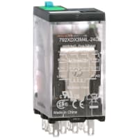 Schneider Electric/Legacy Relays Ice Cube Relay, 3A, 4DPT, 24VDC, Plug-in, 300V, Full Featured Cover, 792 Control