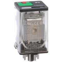 Schneider Electric/Legacy Relays Relay, E-Mech, DPDT, Ctrl-V 24AC, 10A, 250VAC, Socket Mount, Octal, 8 Pin, LED, 750 Series