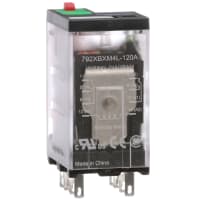 Schneider Electric/Legacy Relays Relay DPDT, 120AC, 12A, 300 V, Socket Mount, Blade Terminal, 792 Control Series