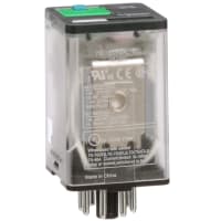 Schneider Electric/Legacy Relays Relay, E-Mech, DPDT, Ctrl-V 12DC, 10A, 250VAC, Socket Mount, Octal, 8 Pin, LED, 750 Series