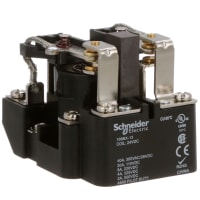 Schneider Electric/Legacy Relays Relay, E-Mech, Power, DPDT, Cur-Rtg 40A, Ctrl-V 24DC, Vol-Rtg 277/28AC/DC, Screw