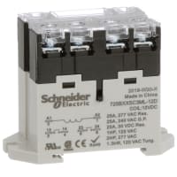 Schneider Electric/Legacy Relays Relay, Electromechanical, DPST-NO, 25A, 12VDC, DIN Rail/Panel Mount, 725 Series