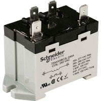 Schneider Electric/Legacy Relays Relay, Electromechanical, SPST-NO, 30A, 12VDC, DIN Rail/Panel Mount, 725 Series