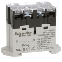 Schneider Electric/Legacy Relays Relay, Electromechanical, SPST-NO, 30A, 120VAC, DIN Rail/Panel Mount, 725 Series