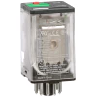 Schneider Electric/Legacy Relays Relay, E-Mech, 3PDT, Ctrl-V 24AC, 10A, 250VAC, Socket Mnt, Octal, 11 Pin, LED, 750 Series