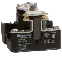 Schneider Electric/Legacy Relays Relay, E-Mech, Power, SPST-NO-DM, 40A, Ctrl-V 24DC, Vol-Rtg 277/28AC/DC, Screw