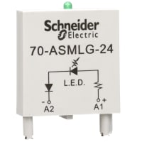 Schneider Electric/Legacy Relays Module, Relay Socket, LED Indicator, Green, 24 VAC/VDC, UL Recognized