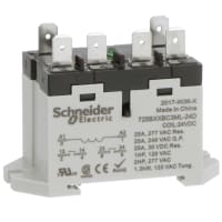 Schneider Electric/Legacy Relays Relay, Electromechanical, DPST-NO, 25A, 24VDC, DIN Rail/Panel Mount, 725 Series