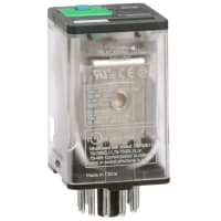 Schneider Electric/Legacy Relays Relay, E-Mech, DPDT, Ctrl-V 110DC, 10A, 250VAC, Socket Mnt, Octal, 11 Pin, LED, 750 Series