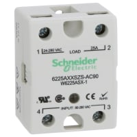 Schneider Electric/Legacy Relays Relay, SSR, Zero-Switching, SPST-NO, 25A, Ctrl-V 90-280AC, Vol-Rtg 24-280AC