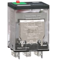 Schneider Electric/Legacy Relays Relay, 15 A, 24 VAC, 50/60 Hz @ +25deg.C, 3PDT, 103 Ohms, Solder/Plug-In, 0.1 in