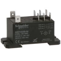 Schneider Electric/Legacy Relays Relay, E-Mech, Power, DPDT, Ctrl-V 24AC, 30A-NO, 3A-NC, 300V, Panel Mnt, QC Term