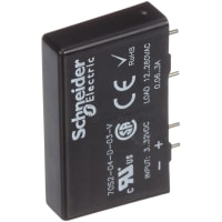 Schneider Electric/Legacy Relays Relay, SSR, Zero-Switching, SPST-NO, 3A, Ctrl-V 3-32DC, Vol-Rtg 8-50AC, PCB Mnt