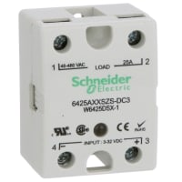 Schneider Electric/Legacy Relays Relay, SSR, Zero-Switching, SPST-NO, Cur-Rtg 25A, Ctrl-V 3-32DC, Vol-Rtg 48-480AC