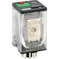 Schneider Electric/Legacy Relays Relay, E-Mech, 3PDT, Ctrl-V 230AC, 10A, 250VAC, Socket Mnt, Octal, 11 Pin, LED, 750 Series