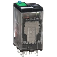 Schneider Electric/Legacy Relays Relay 4PDT, 110DC, 6A, 300 V, Socket Mount, Blade Terminal, 792 Control Series