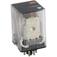 Schneider Electric/Legacy Relays Relay, E-Mech, 3PDT, Ctrl-V 24AC, 10A, 250VAC, Socket Mnt, Octal, 11 Pin, LED, 750 Series