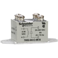 Schneider Electric/Legacy Relays Relays; SSR; 6A, Zero Cross; Triac; 3-30 VDC input; 24-280 VAC output; Pmt