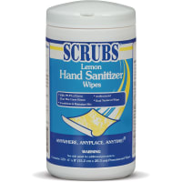 SCRUBS Lemon Hand Sanitizer Wipes, 120 count Container, Colorless, Lemon Scent