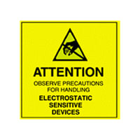 SCS Destructible Caution Label, Black on Yellow, 2" x 2", Roll, MIL-STD-129 Symbol