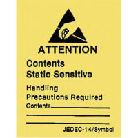 SCS Label, Destructible Yellow w/Black Type, Room to write, JEDEC-14 Symbol, 1.875"x2.5"