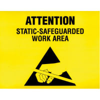 SCS ESD Warning Sign, 8.5 x 11 In., Black on yellow