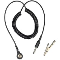 SCS wrist strap, Coiled Cord, Aligator Clip, 1 ohm resistor, 4mm snap, 6 ft, Black