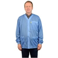 SCS Smock Jacket with Knitted Cuffs, 3 Pockets, No Collar, Blue; X Small