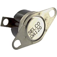 Selco Thermostat, 1/2 in. Disc, Auto-Reset, Open on Rise, Open at 120 F, Close at 90 F