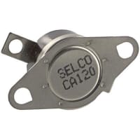 Selco Thermostat, 1/2 in Disc, Auto-Reset, Close on Rise, Close at 120 F, Open at 90 F