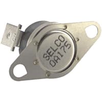 Selco Thermostat, 1/2 in Disc, Auto-Reset, Open on Rise, Open at 175 F, Close at 157 F