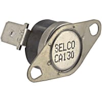 Selco Thermostat, 1/2 in Disc, Auto-Reset, Close on Rise, Close at 130 F, Open at 110F