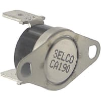 Selco Thermostat, 1/2 in Disc, Auto-Reset, Close on Rise, Close at 190 F, Open at 165F