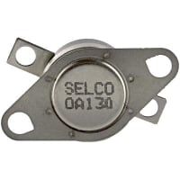 Selco Thermostat, 1/2 in Disc, Auto-Reset, Open on Rise, Open at 130 F, Close at 100 F