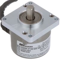 Sensata - BEI Sensors Encoder, Incremental, Optical, 5-28Vin/5Vout, 0.374" Shaft, 600 Cycles/turn, 2 Channel