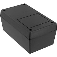 Serpac Enclosure, Box-Lid, Desktop, ABS, UL94HB, Black, 5.62x3.25x2.5 In, IP40, S Series