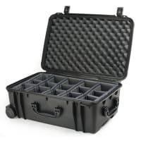 Serpac Wheeled Protective Case, 24.1"X16.1"X10.1", W/o Foam, Adjust. Dividers, BK