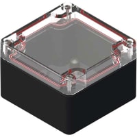 Serpac Enclosure; Box-Lid; Polycarb, UL94V-2; Clear/Black; 3.22x3.15x2.17 In; NEMA4