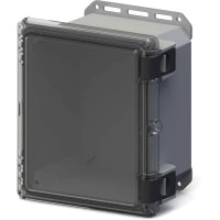 Serpac Industrial Polycarbonate Hinged Latch Top Enclosure- Clear/Gray, 11.75x10.23x7.4