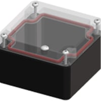 Serpac Enclosure, Box-Lid, Polycarb, UL94V-2, Clear/Black, 3.22x3.15x2.17 In, NEMA4, RB Series