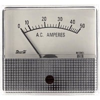 Shurite Panel Meter, Ammeter, Elec, Analog, Range 0-50AAC, Dim 2.53"Lx1.99"Wx2.31"H, Accy 5%