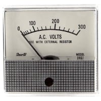 Shurite Panel Meter, Volt, Elec, Analog, Range 0-300VAC, Dim 2.53"Lx1.99"Wx2.31"H, Accy 5%