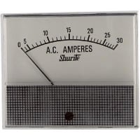 Shurite Panel Meter, Ammeter, Elec, Analog, Range 0-30AAC, Dim 3.5"Lx2.04"Wx3"H, Polystyrene