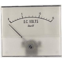 Shurite Panel Meter, Volt, Elec, Analog, Range 0-15VDC, Dim 3.5"Lx2.04"Wx3"H, Polystyrene