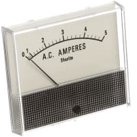 Shurite Panel Meter, Ammeter, Elec, Analog, Range 0-5AAC, Dim 3.5"Lx2.04"Wx3"H, Polystyrene