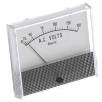 Shurite Panel Meter, Volt, Elec, Analog, Range 0-150VAC, Dim 3.5"Lx2.04"Wx3"H, Polystyrene