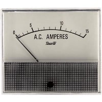 Shurite Panel Meter, Ammeter, Elec, Analog, Range 0-15AAC, Dim 3.5"Lx2.04"Wx3"H, Polystyrene