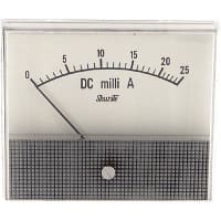 Shurite Panel Meter, Ammeter, Elec, Analog, Range 0-25mADC, Dim 3.5"Lx2.04"Wx3"H, Polystyrene