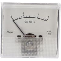 Shurite Panel Meter, Volt, Elec, Analog, Range 0-3VDC, Dim 2.53"Lx1.99"Wx2.31"H, Polystyrene